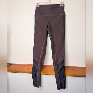 Alo Yoga High Waist Colorblock Mesh Panel Legging Mink Brown & Black Small